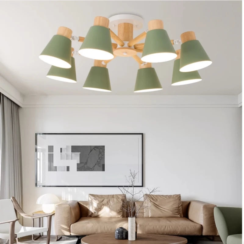 lustre nordique en bois massif éclairage moderne pour hôtel et restaurant - vue 5 sur 20