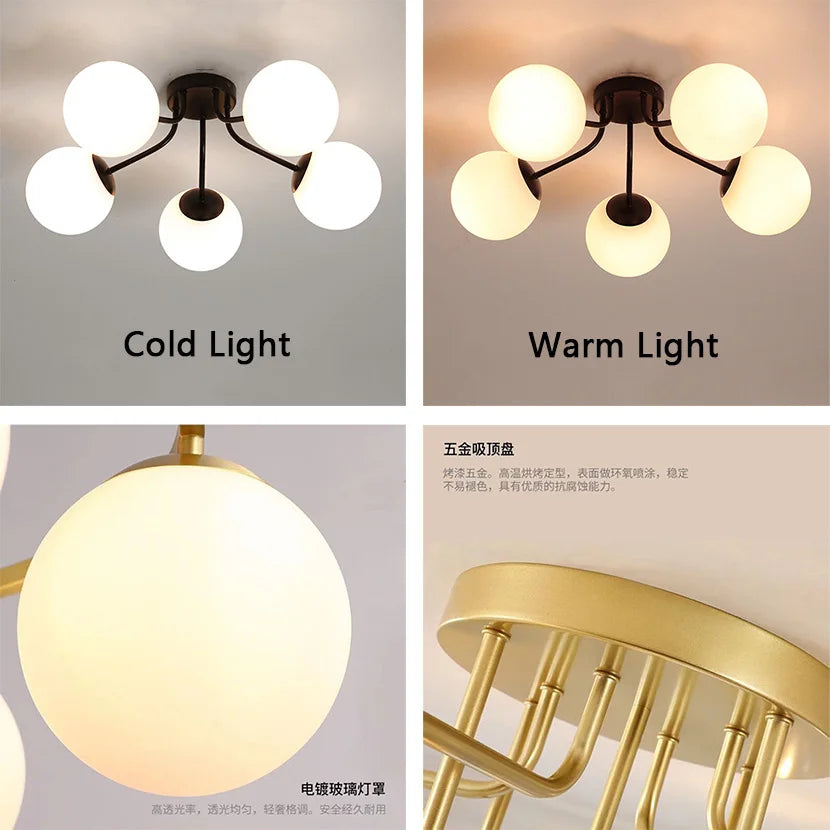 suspension led nordique en verre pour décoration intérieure - vue 7 sur 12