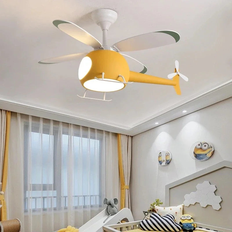ventilateur de plafond moderne avion avec lumière led et télécommande - vue 5 sur 12