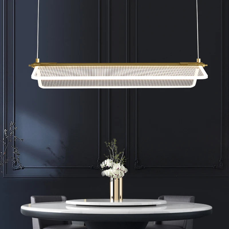 lustre rectangulaire réglable en acrylique pour éclairage créatif - vue 3 sur 12