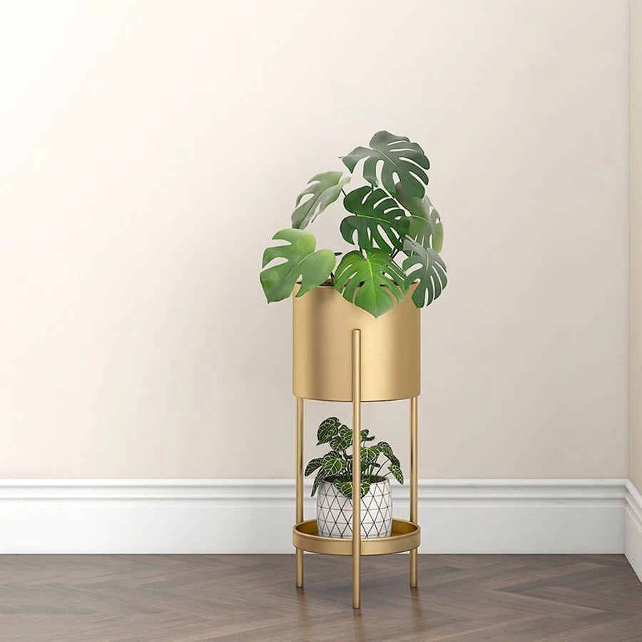 support de fleur en fer nordique à double couche pour intérieur et balcon - vue 5 sur 7