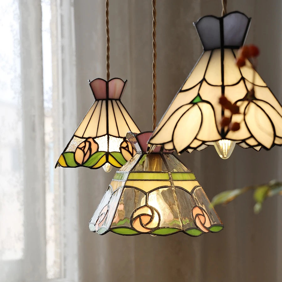 suspension fleur verre cuivre nordique moderne led iwhd europe syle - vue 6 sur 26