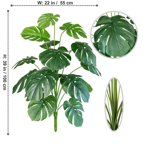 Artificial monstera plant with realistic leaves for indoor decoration - vue 19 sur 29
