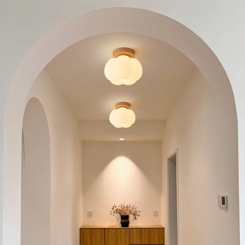 plafonnier led design nordique moderne en forme de fleur de citrouille - vue 5 sur 10