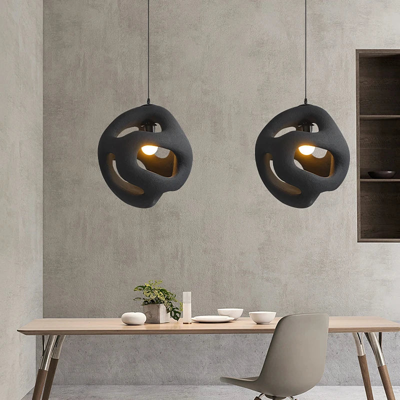 lustre led nordique fait main style wabi sabi restaurant - vue 7 sur 8