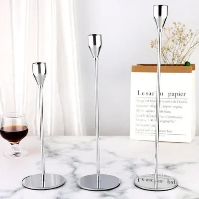 lot de 3 bougeoirs en métal pour décoration de mariage et fête - vue 11 sur 13