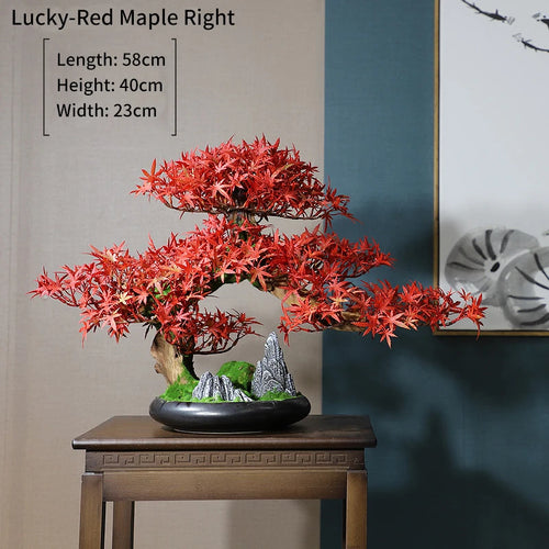 Simulation bonsai trees are suitable for decoration, immortal welcoming pine, green planting, artificial landscape, home, living - vue 17 sur 25