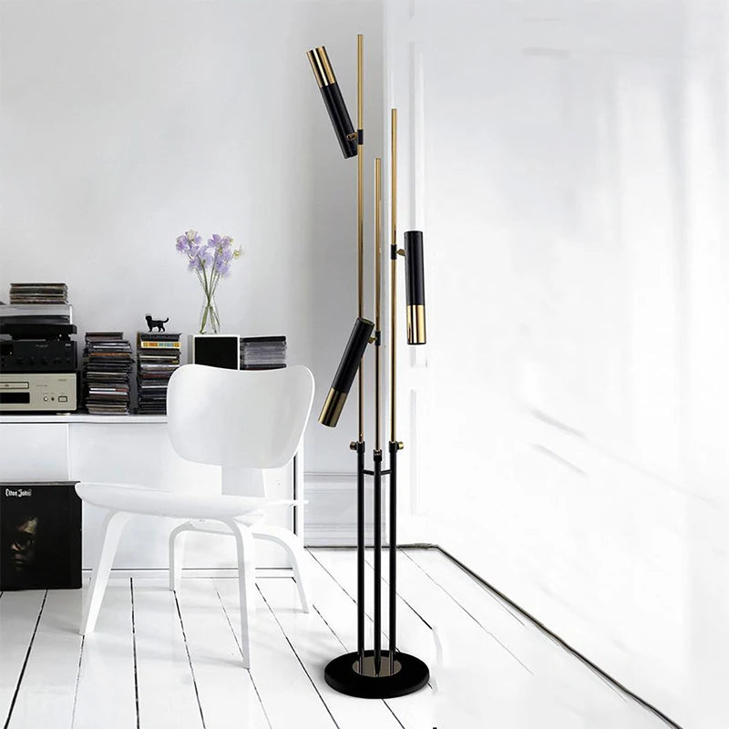 lampadaire minimaliste postmoderne en fer à trois têtes