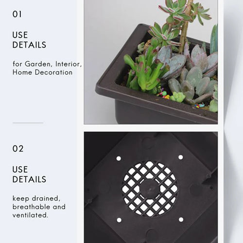 15 PCS 4.7 Inch Flower Pot, Square Plastic Bonsai Training Pot, Flower Succulent Flower Pot Container, for Garden, Interior, Home - vue 6 sur 6