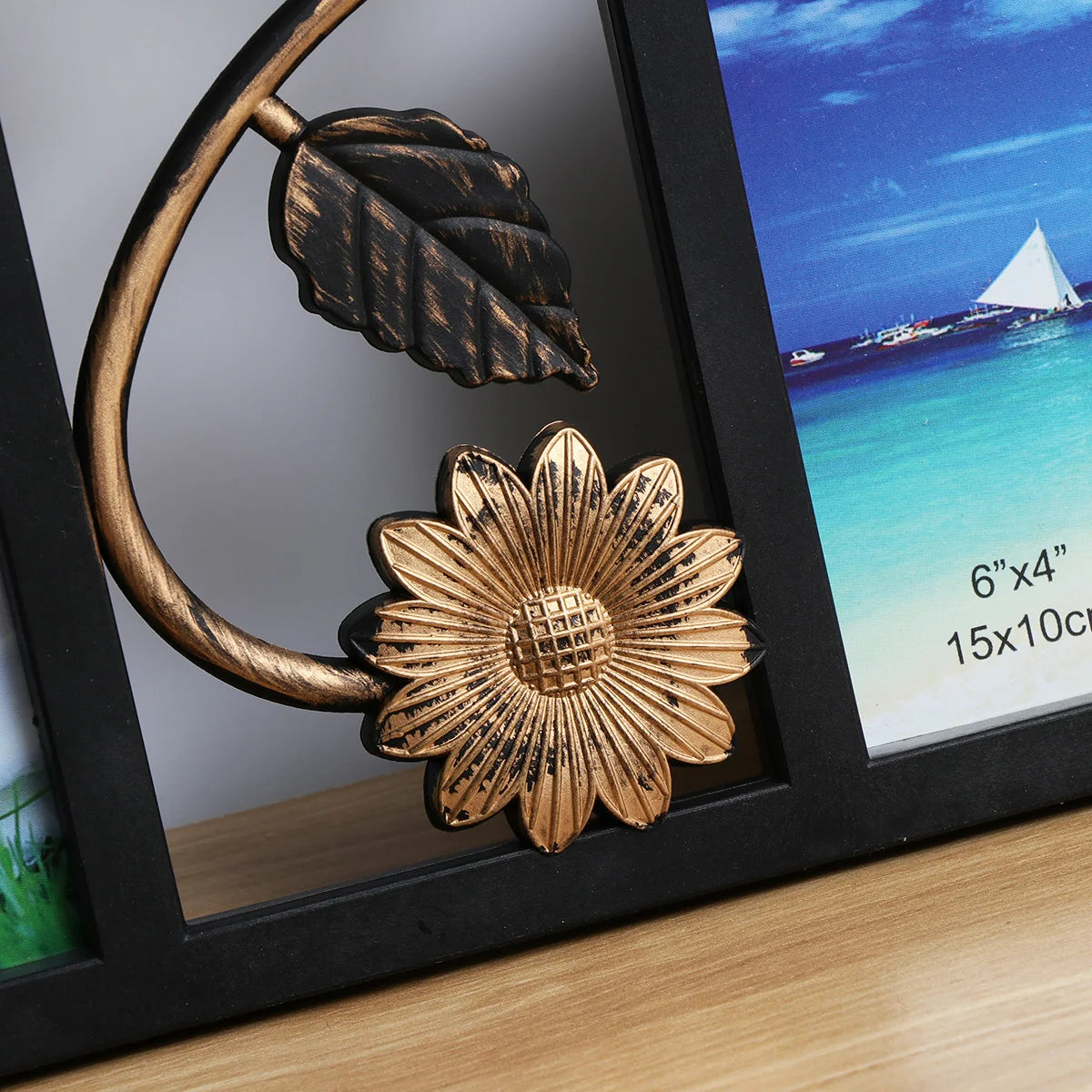 cadre photo décoratif vintage à 4 ouvertures avec fleurs