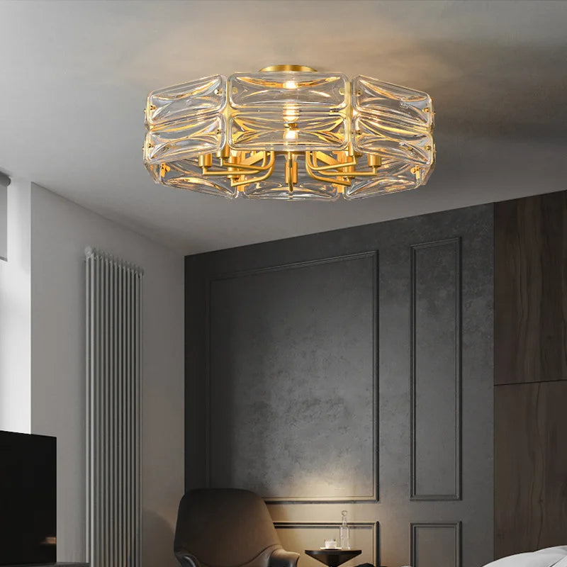 lustre nordique en cuivre led monté en surface moderne et luxueux - vue 4 sur 13