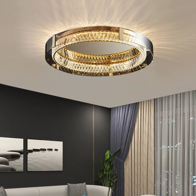 plafonnier rond cristal de luxe led pour décoration intérieure - vue 5 sur 15
