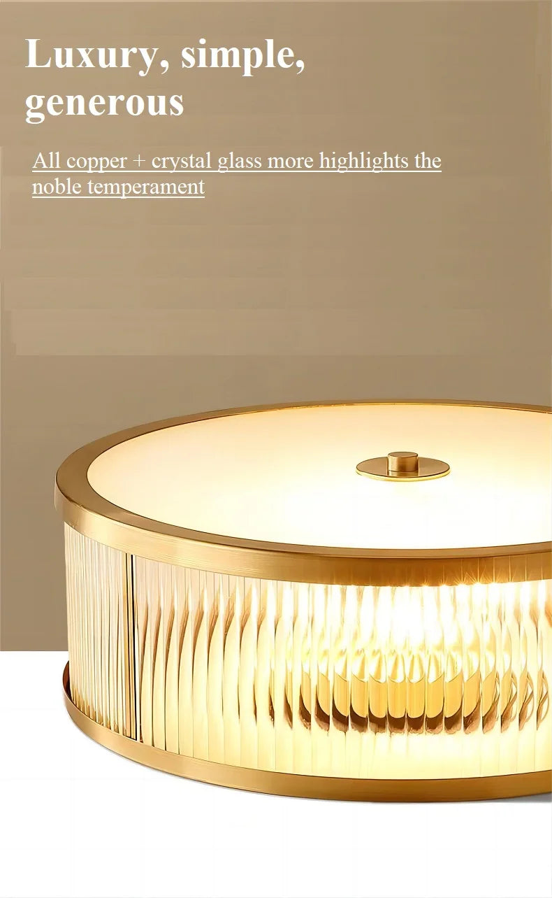 plafonnier led en cuivre et cristal luminaire créatif décoratif intérieur - vue 4 sur 7