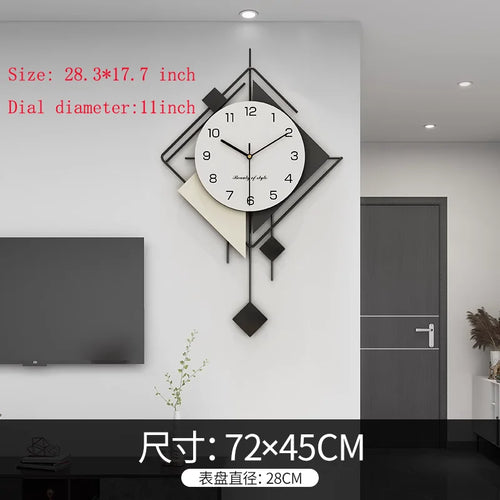 New Design Creative Wall Art Clock, Silent Pendulum Clock, Living Room Wall Decor Clocks, Metal Home Wall Decorations, Large - vue 9 sur 8