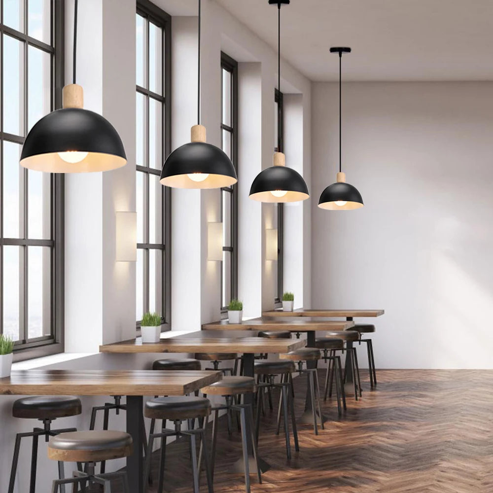 lustre nordique led en bois pour décoration maison - vue 3 sur 13