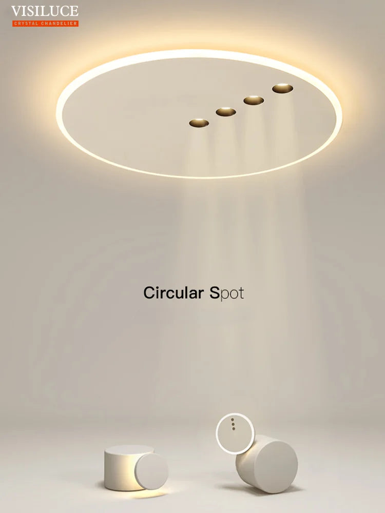 plafonnier led rond minimaliste à intensité réglable pour intérieur - vue 9 sur 8