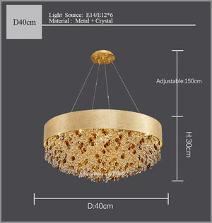 lustre en cristal moderne led avec intensité variable