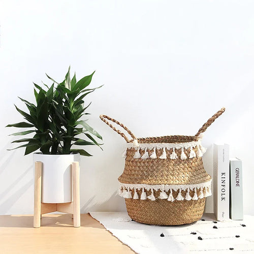 paniers de rangement en bambou pliables pour jardin et pot de fleurs
