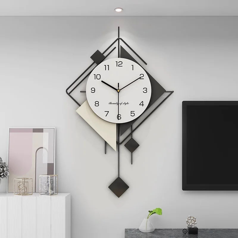New Design Creative Wall Art Clock, Silent Pendulum Clock, Living Room Wall Decor Clocks, Metal Home Wall Decorations, Large - vue 3 sur 8
