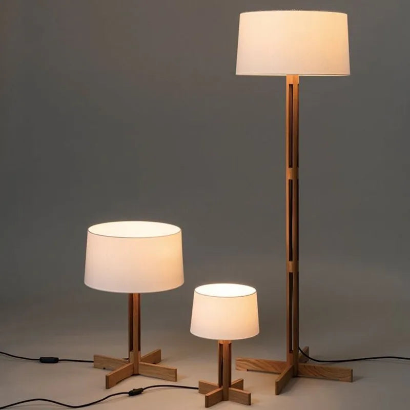lampadaire vintage en bois massif style wabi sabi pour décoration intérieure