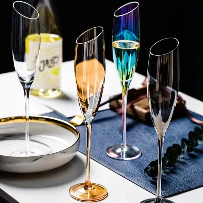 Verres à champagne biseautés style nordique changeant - vue 6 sur 7