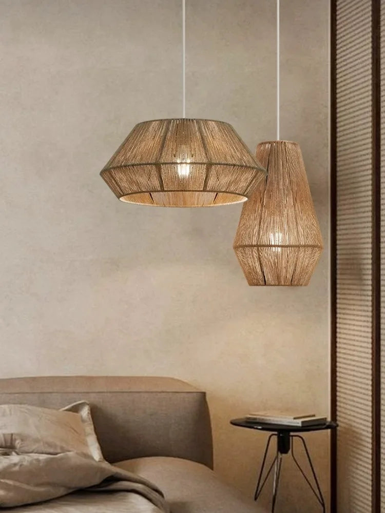 suspension en rotin japonais style wabi sabi pour espaces rustiques - vue 4 sur 16