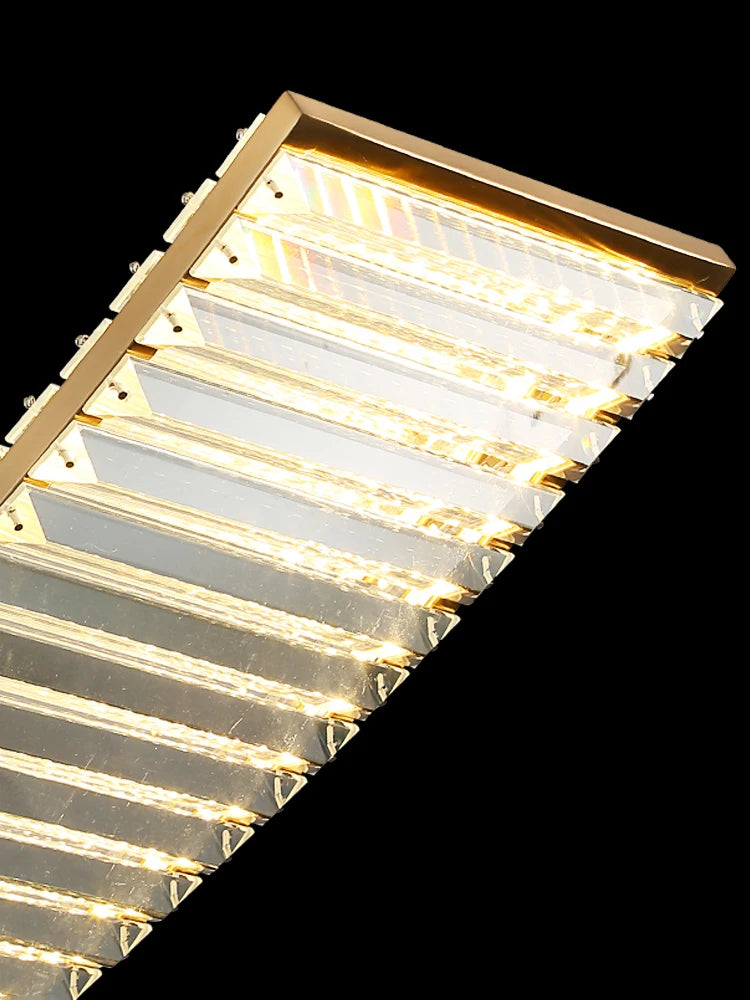 lustre led nordique en cristal pour cuisine moderne rectangulaire - vue 6 sur 8