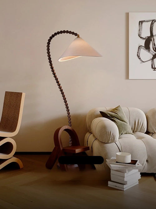 Minimalist wooden floor lamp retro style for ambient decoration - vue 2 sur 8