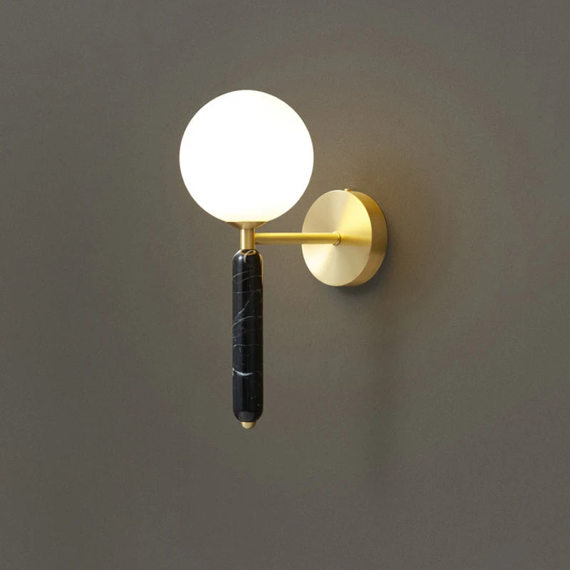 Applique murale en marbre avec boule de verre lumière décorative