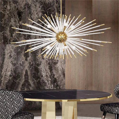 lustre de luxe design cristal pissenlit led pour décoration intérieure