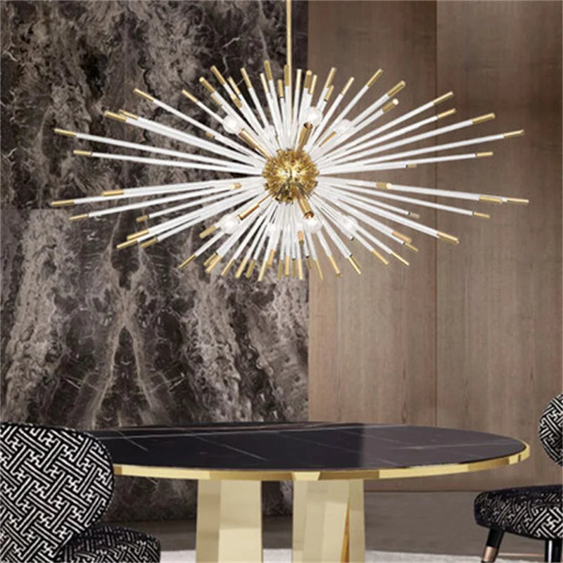 lustre de luxe design cristal pissenlit led pour décoration intérieure - vue 5 sur 12