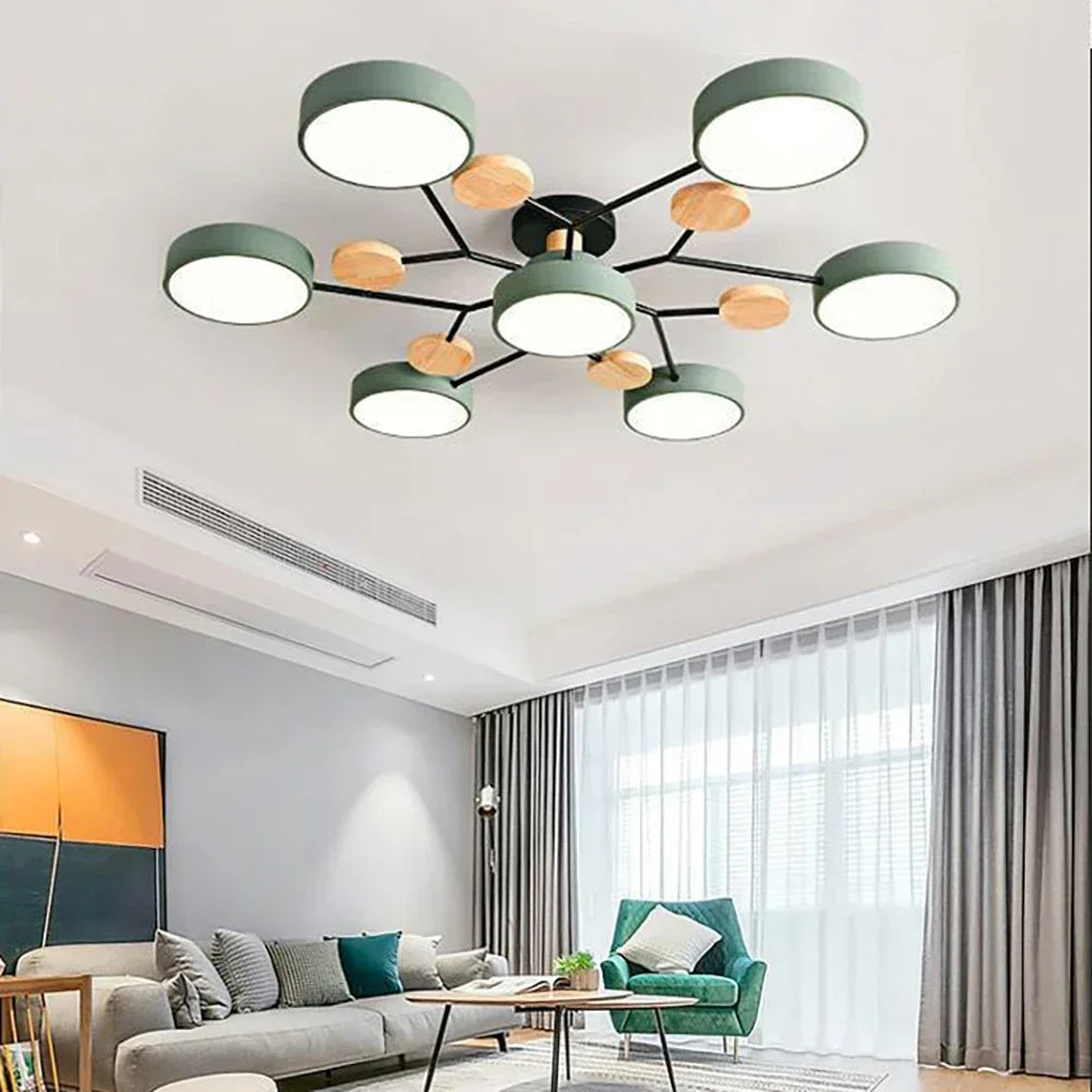 plafonnier LED en bois design nordique pour intérieur élégant - vue 6 sur 22