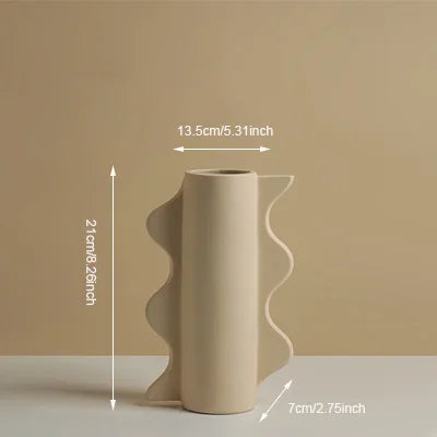 vase en céramique géométrique nordique pour fleurs séchées décoration maison - vue 8 sur 11