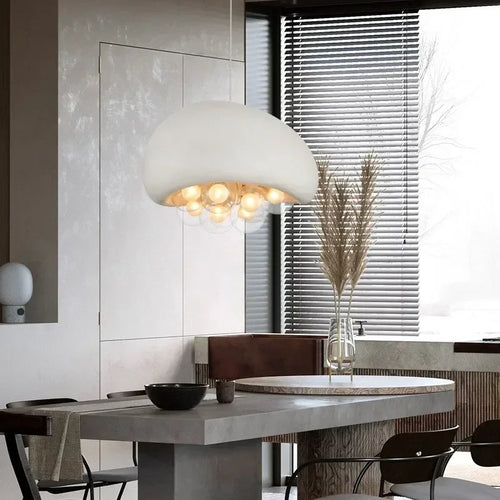 Minimalist wabi sabi style pendant chandelier with LED lighting - vue 4 sur 12