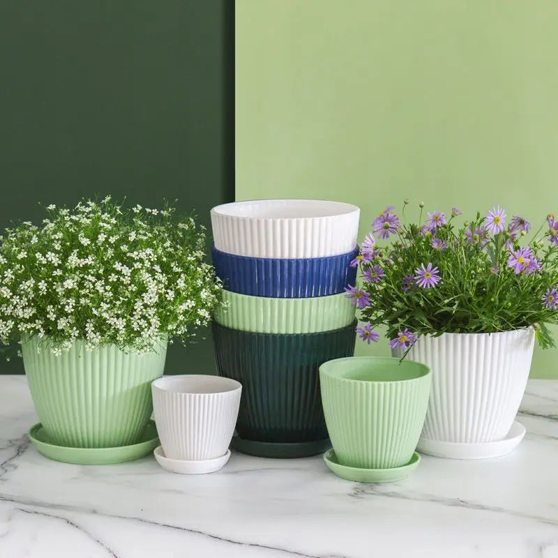 pots de jardin multicolores avec plateau pour semis de fleurs - vue 6 sur 10