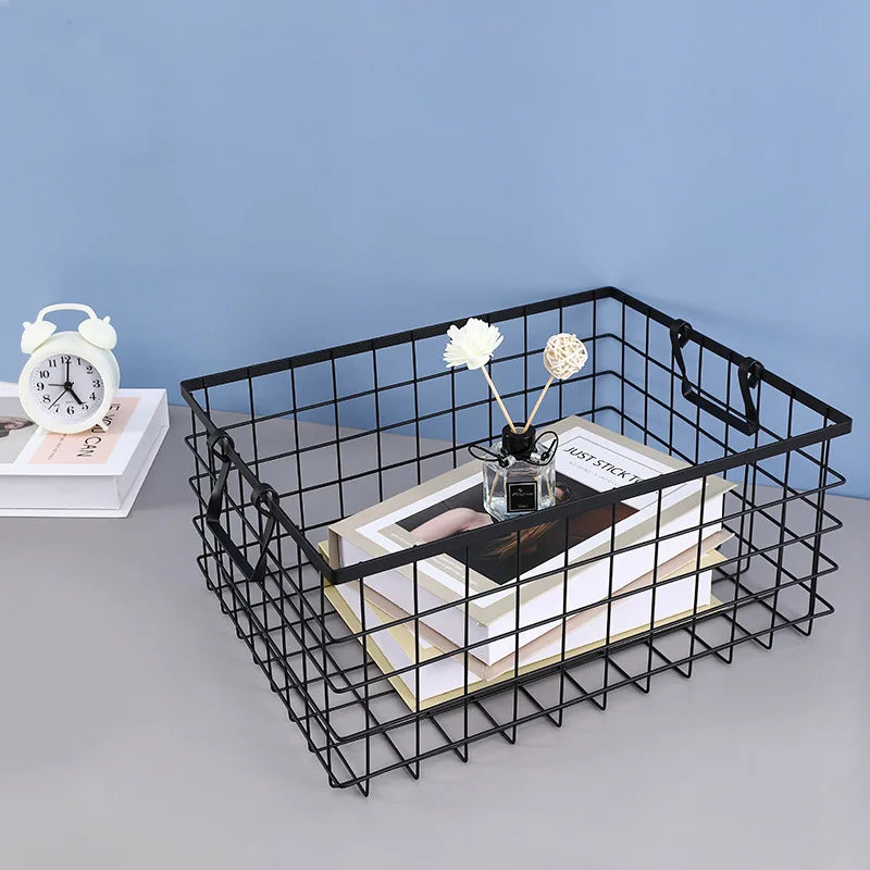 panier de rangement multifonctionnel en fer noir pour bureau - vue 4 sur 6