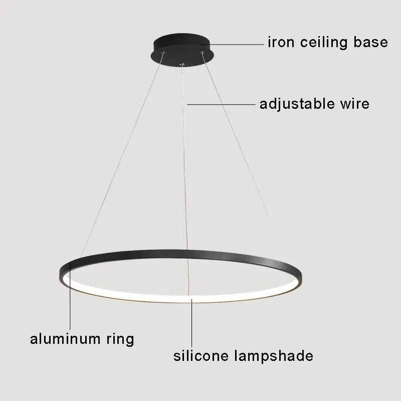 Modern LED ring for minimalist suspended decor - vue 5 sur 18