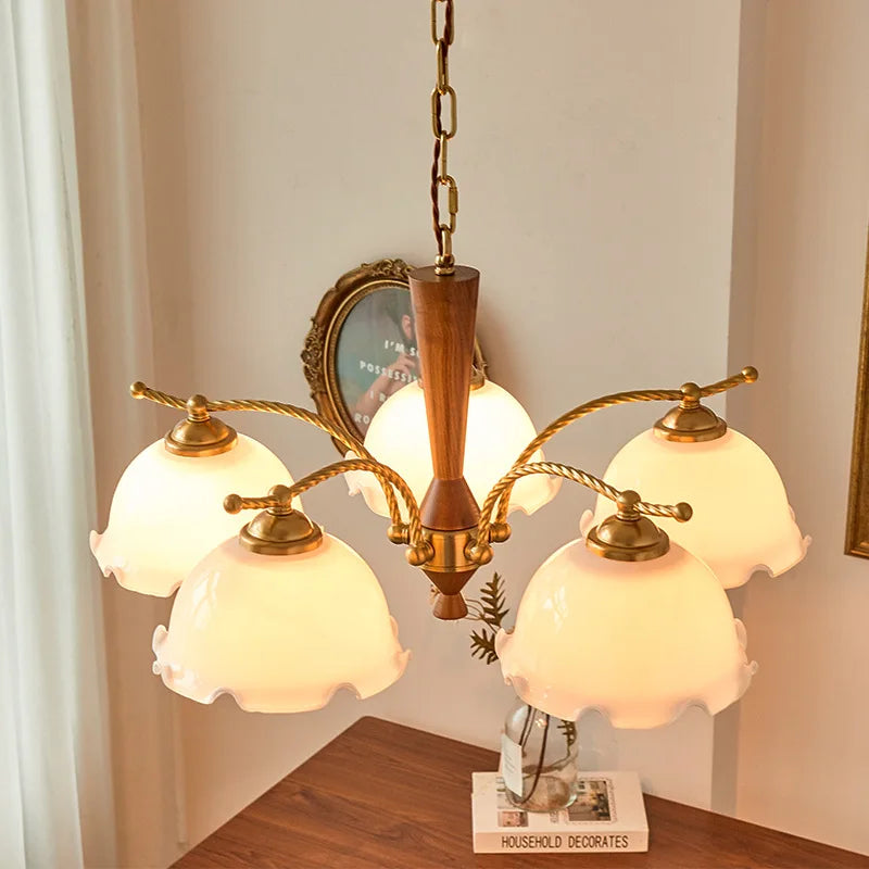 lustre vintage médiéval romantique en bois massif style japonais rétro