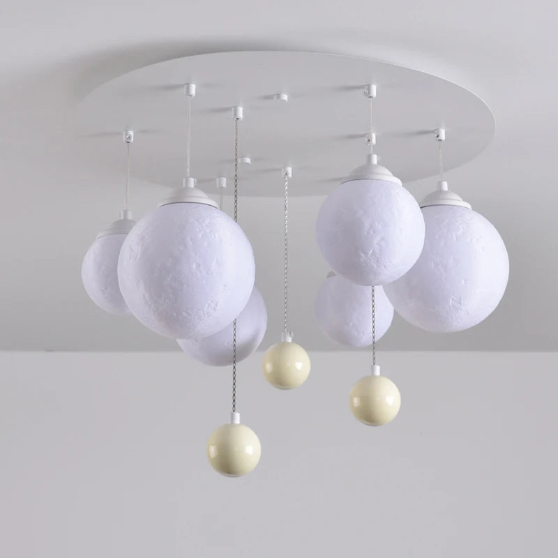 lustre design 3d led lune boule ronde suspension intérieur - vue 6 sur 10