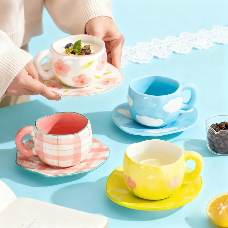 Mug céramique irregulier pincé main style coreen - vue 3 sur 7