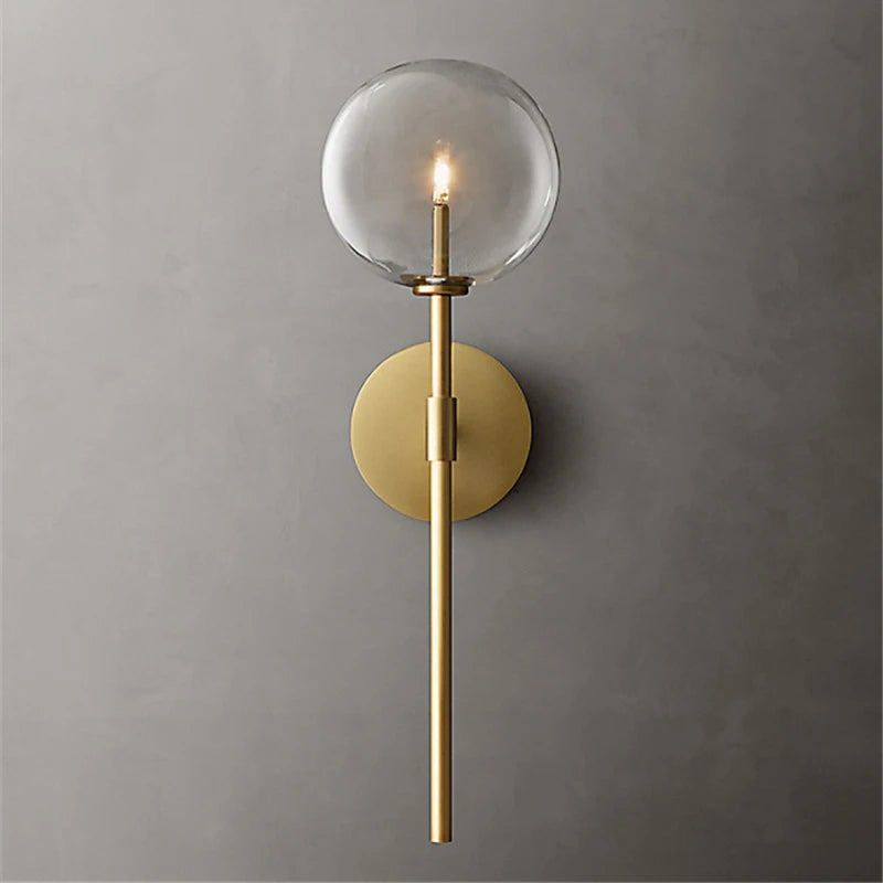 applique murale nordique rétro en boule de verre transparent pour décoration - vue 3 sur 9