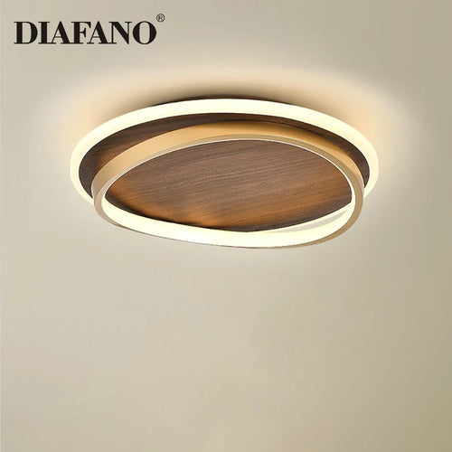 Moderne Rétro Bois Couleur Plafonnier Chambre Restaurant Cuisine Étude Pavé Décoration Lumières Balcon Led Éclairage Intérieur - vue 2 sur 12