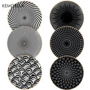 service de table géométrique 6 pièces assiettes céramique