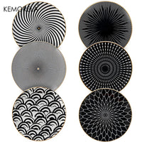 service de table géométrique 6 pièces assiettes céramique