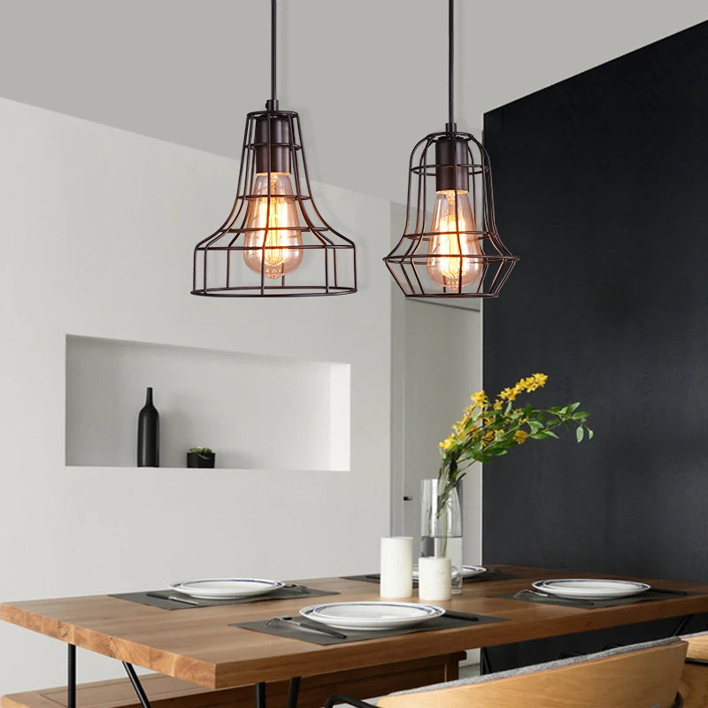 suspension industrielle vintage en fer pour restaurant bar loft - vue 6 sur 17
