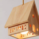 Solid wood minimalistic LED chandelier for children's room