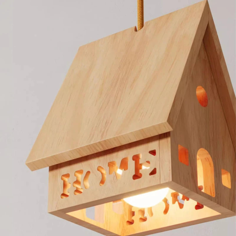 Solid wood minimalistic LED chandelier for children's room - vue 4 sur 6