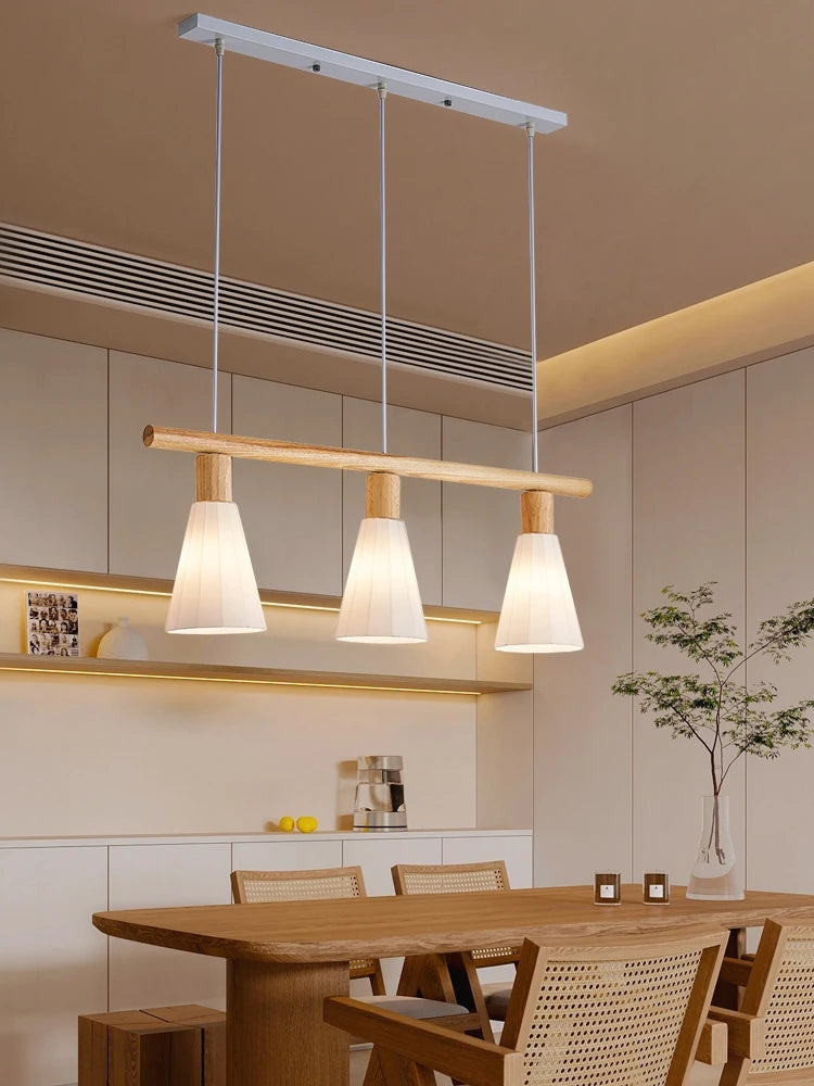 lustre nordique en bois et verre pour éclairage intérieur - vue 5 sur 8