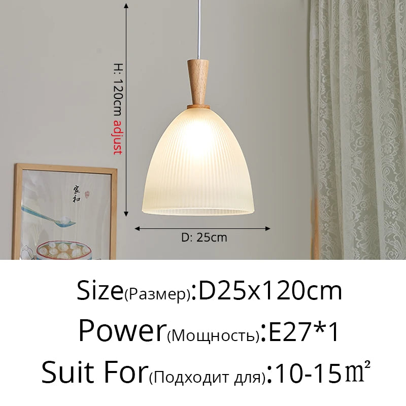 Modern nordic minimalist wabi-sabi log glass chandelier - vue 12 sur 12