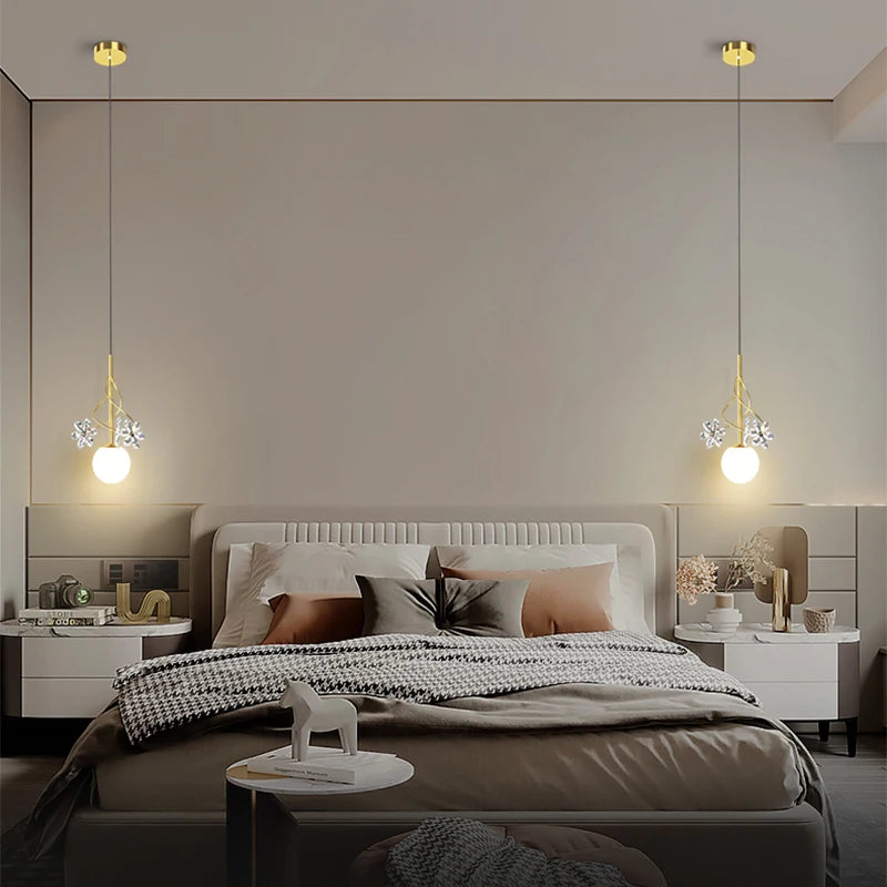 Suspension led en cristal design nordique décorative - vue 5 sur 8